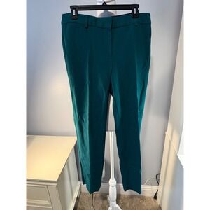 Talbots Hampshire Ankle Pants Women 8 Forest Green Textured Straight Leg Trouser